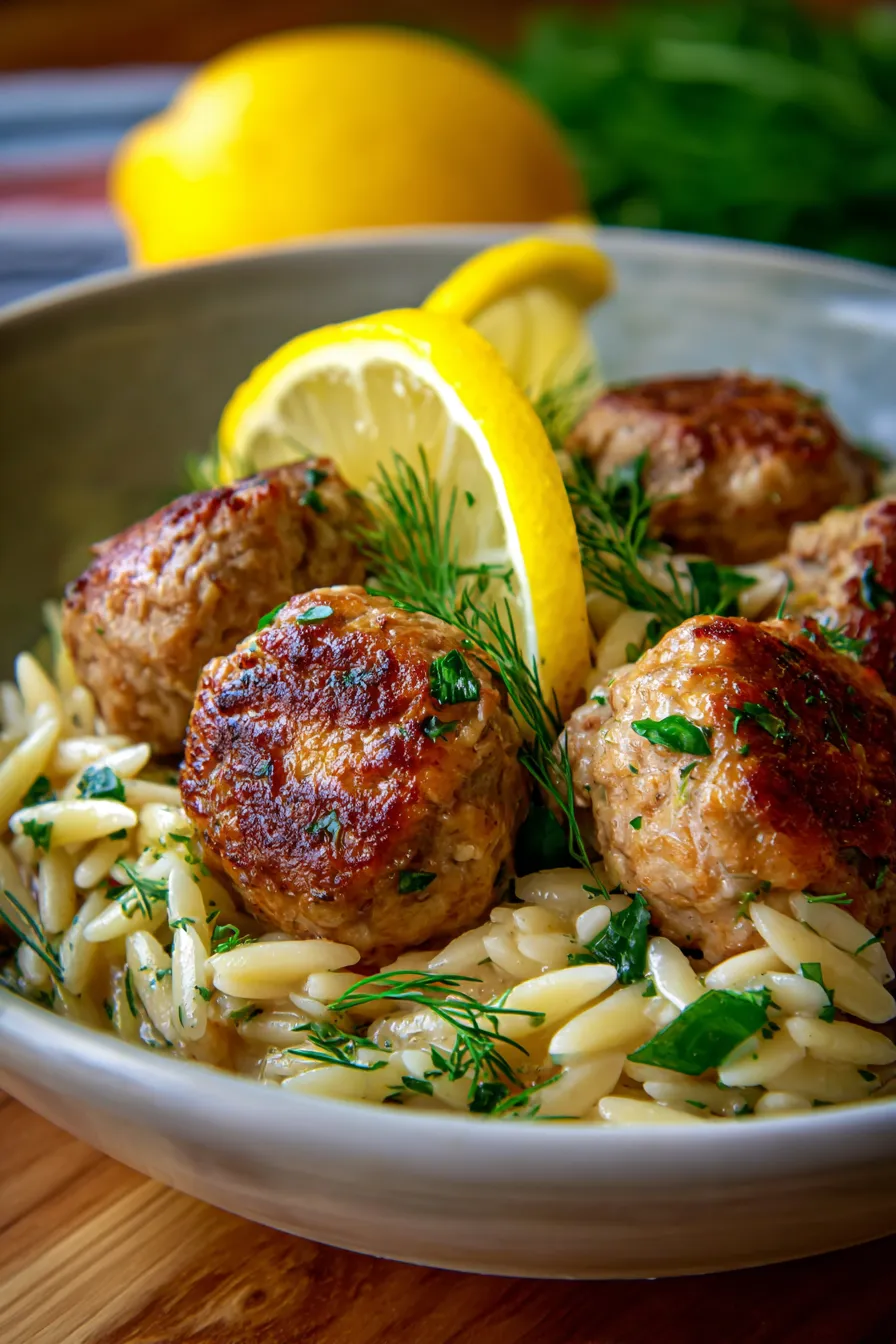 Greek Lemon Meatballs with Orzo-ingredients spread