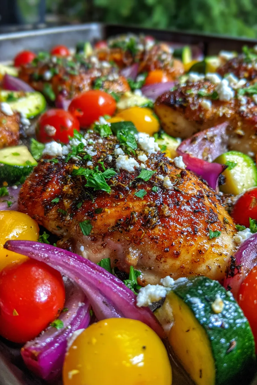Greek Sheet Pan Chicken with Roasted Vegetables - fresh ingredients, lemon, herbs