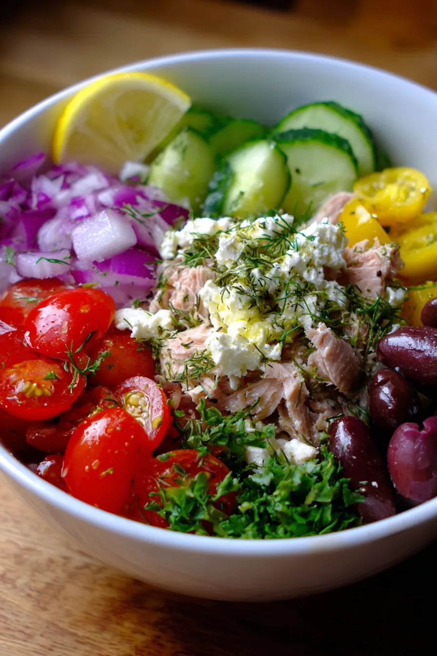 Greek-Style Tuna Salad Bowl-texture-fork