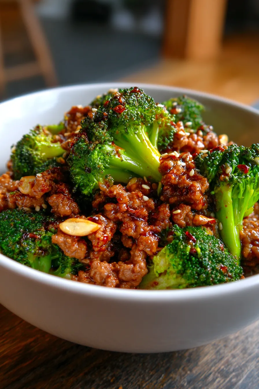 ground beef broccoli sauce-ingredients-fresh