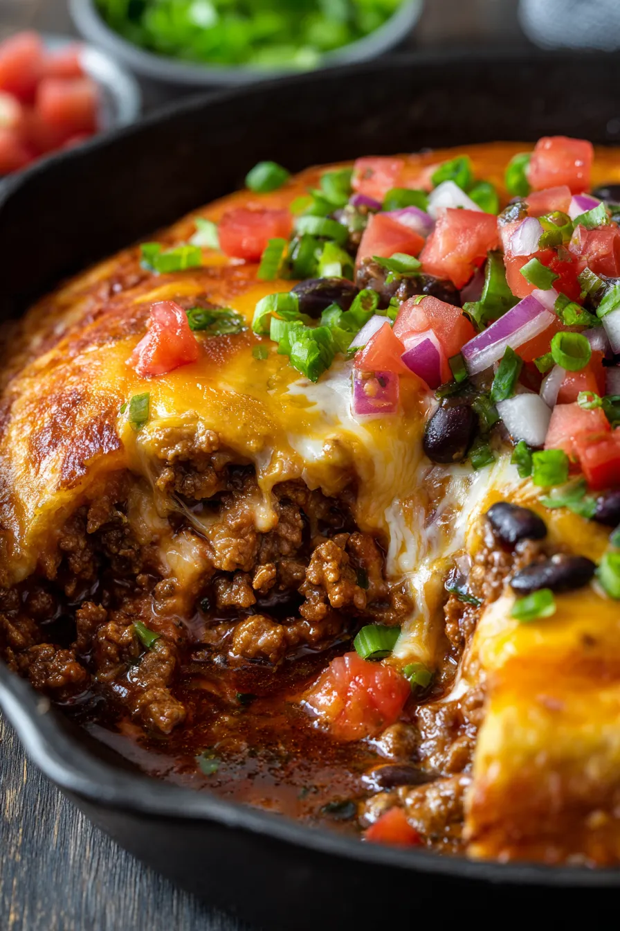 ground beef skillet overhead