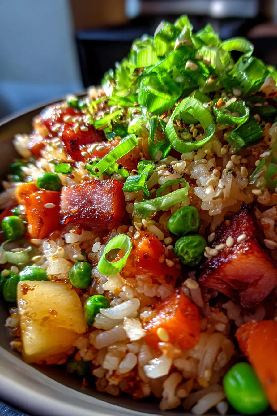 Hawaiian Fried Rice - ingredients prep - artful layout