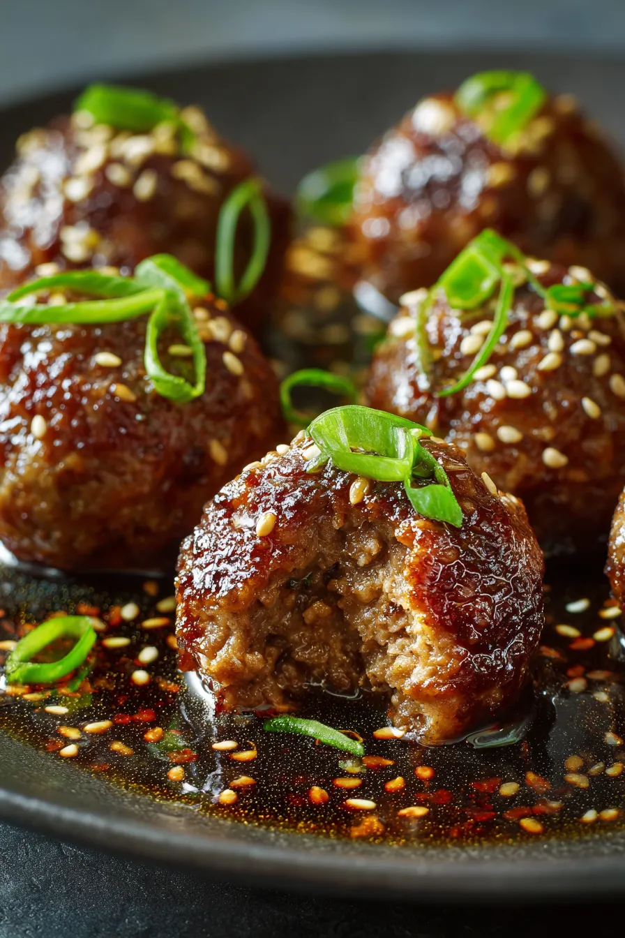Honey Garlic Meatballs-sauce-closeup