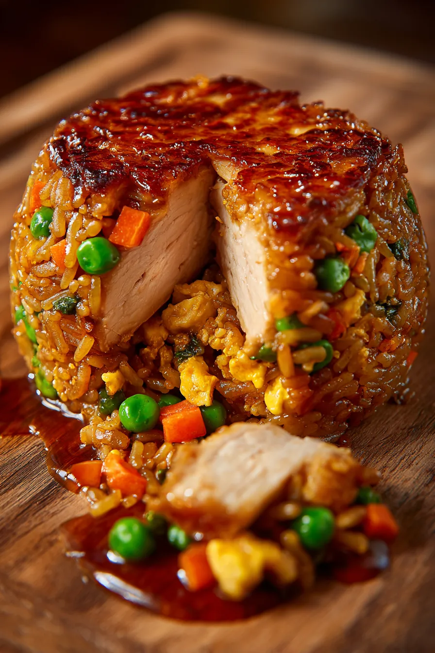 Honey Soy Chicken Fried Rice overhead shot