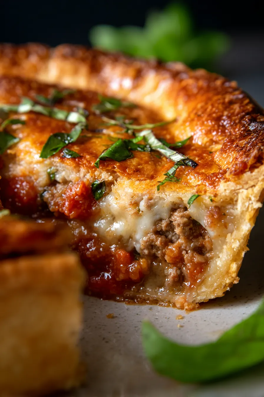 Italian Beef and Sausage Pie-dinner table-rustic