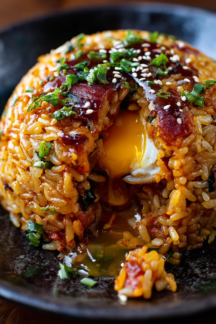 Kimchi Bokkeumbap closeup texture