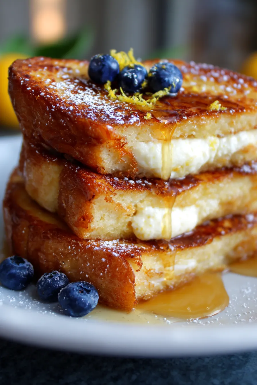 Lemon Ricotta Stuffed French Toast-filling-closeup