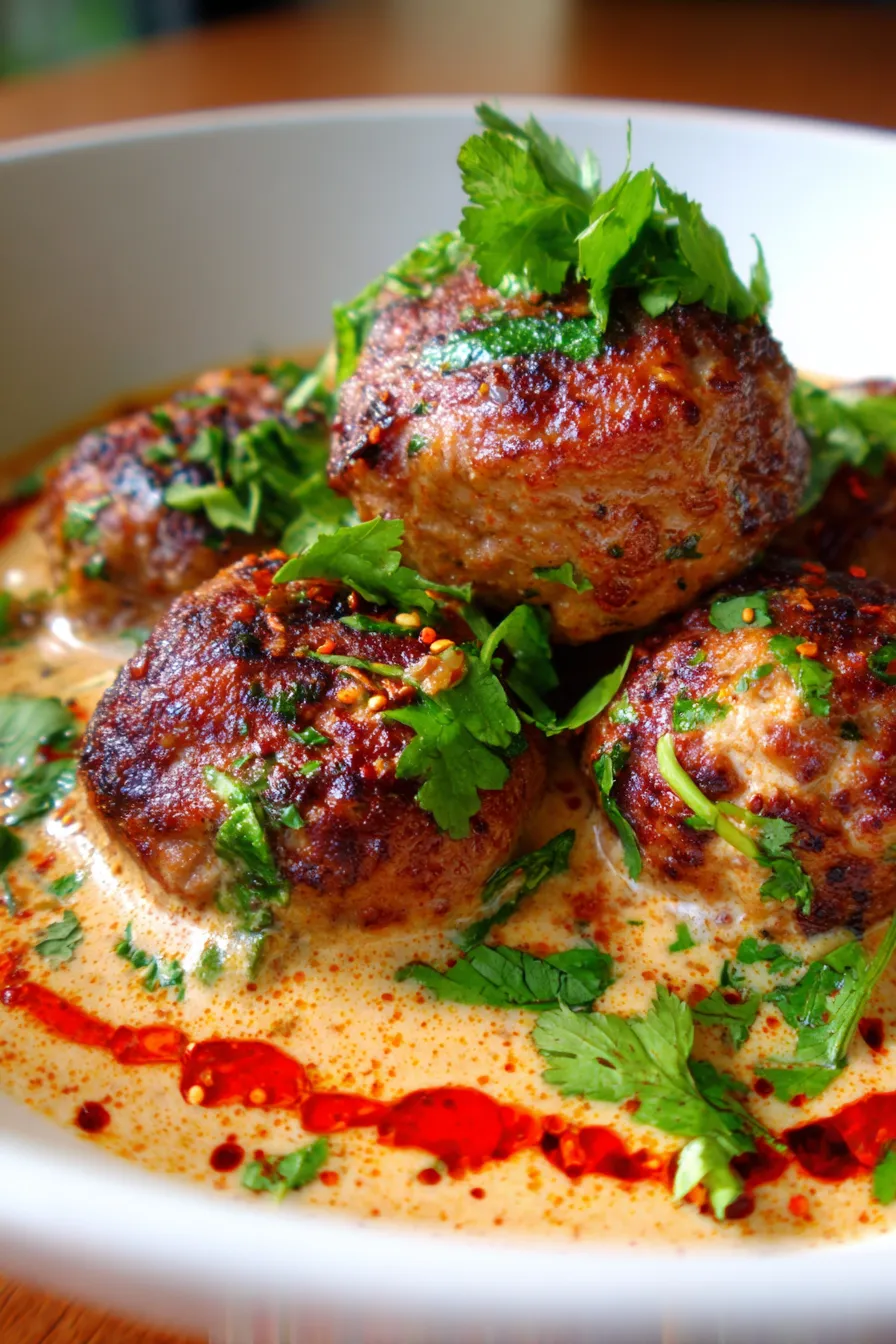 Meatballs in Coconut Curry Sauce-finished-garnished-cilantro