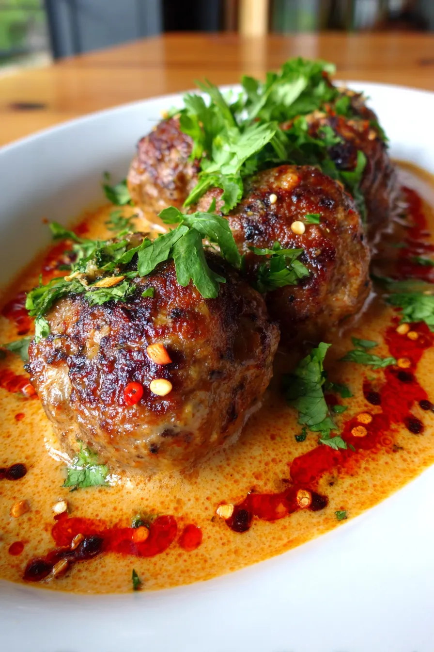 Meatballs in Coconut Curry Sauce-texture-closeup-spoon
