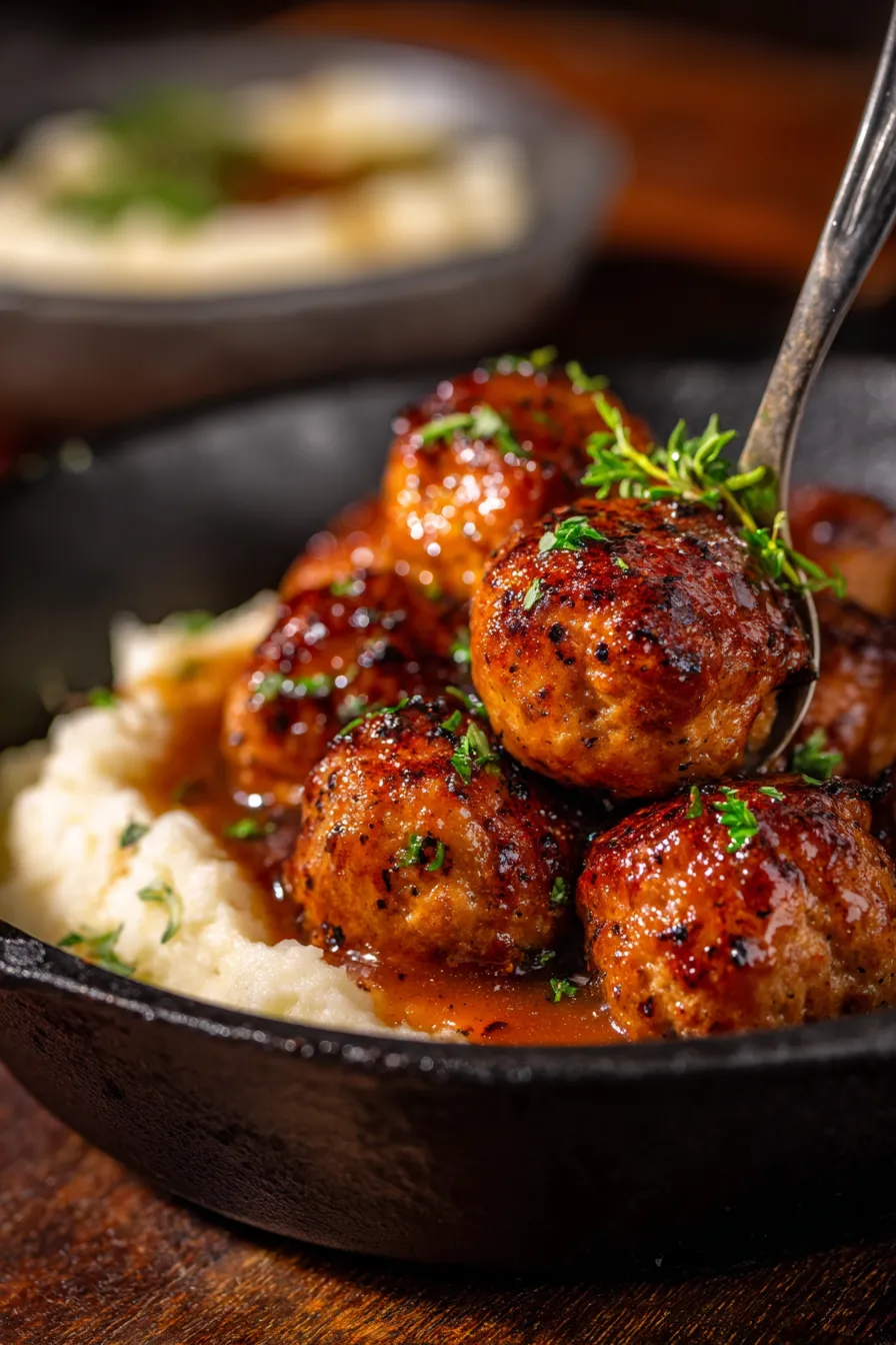 Meatballs with Apple Cider Gravy-sauce-closeup