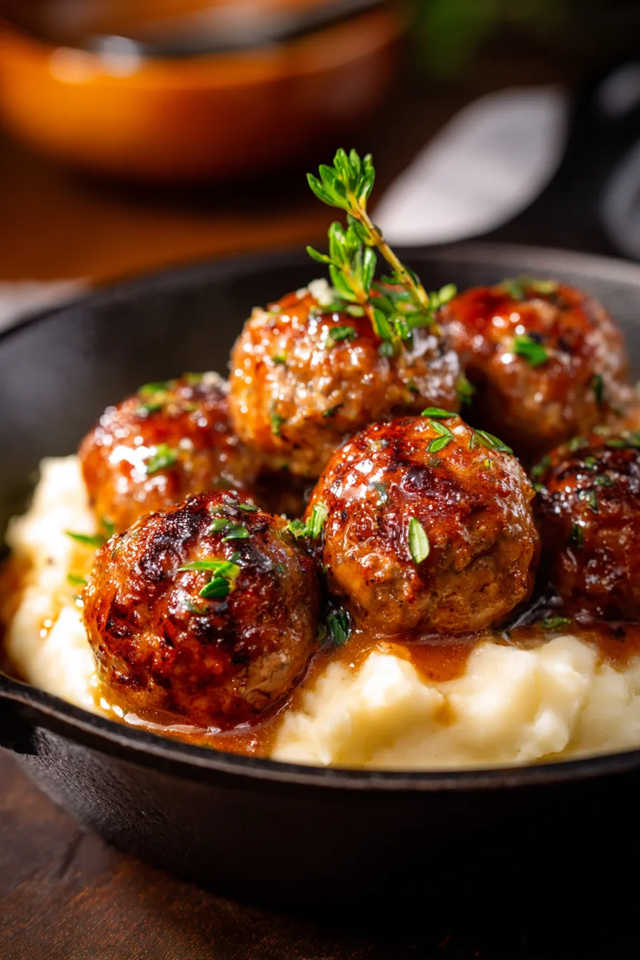 Meatballs with Apple Cider Gravy-serving