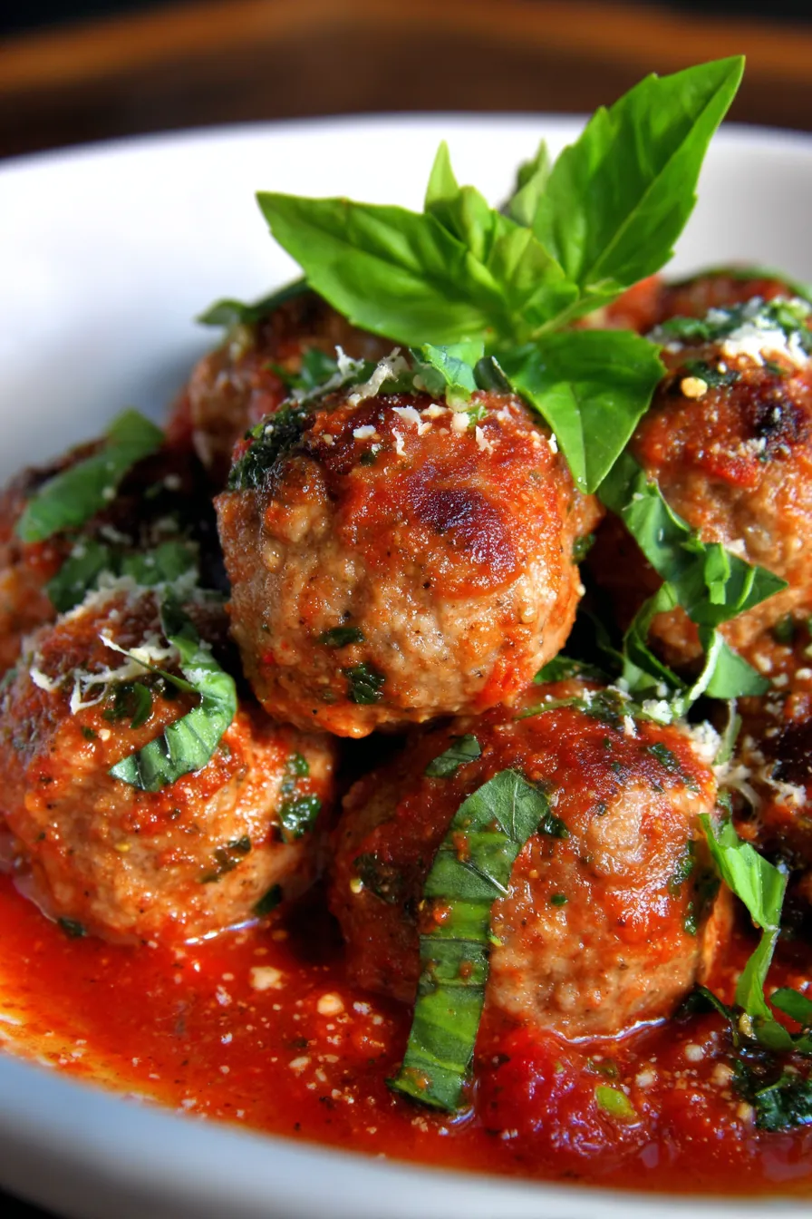 Meatballs with Creamy Sun-Dried Tomato Sauce-closeup-texture