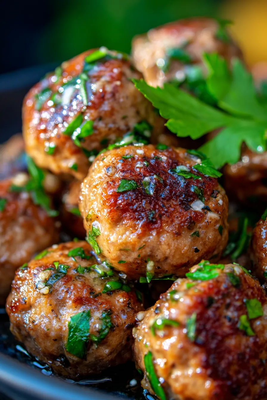 Meatballs with Garlic Butter Sauce-texture-closeup