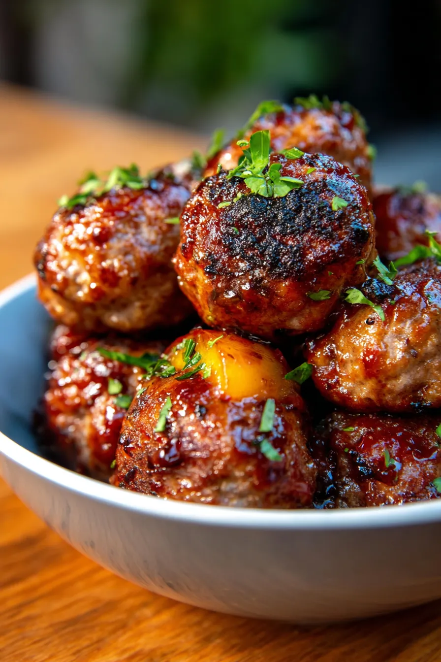 Meatballs with Peach BBQ Glaze-platter-dinner
