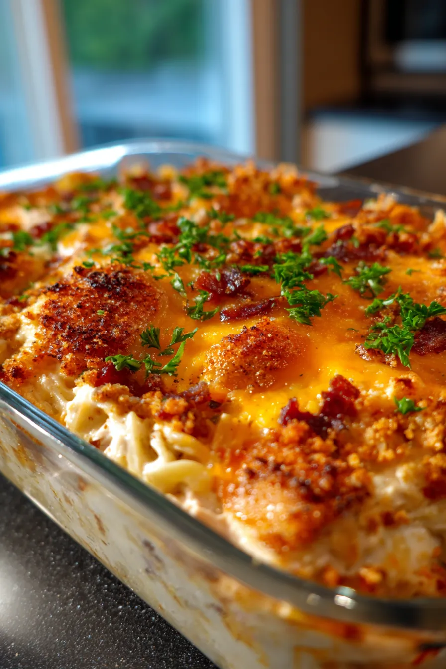 Million Dollar Chicken Casserole (Creamy & Cheesy)-ingredients-assembly