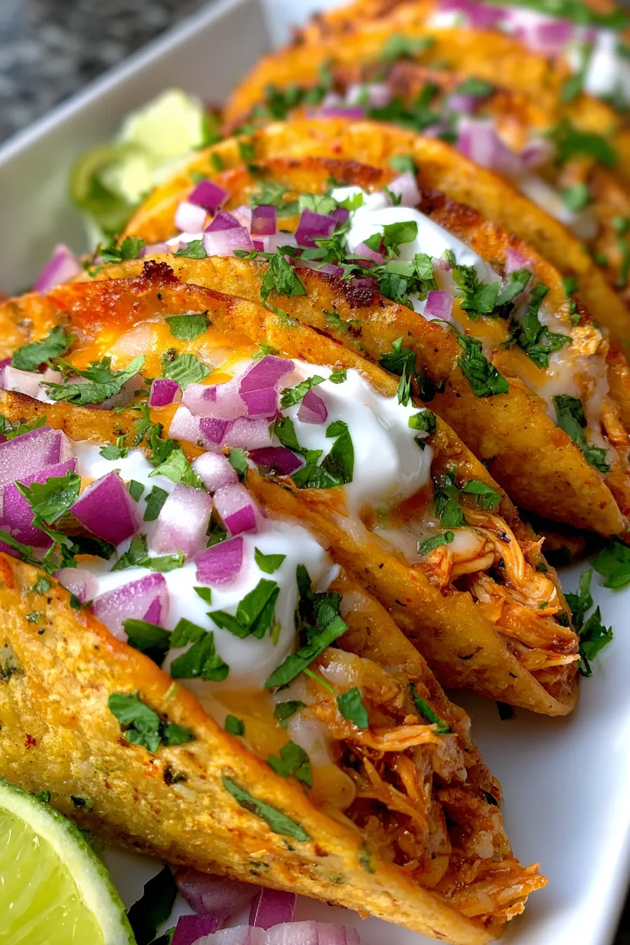 Mini Baked Chicken Tacos-side view-golden brown