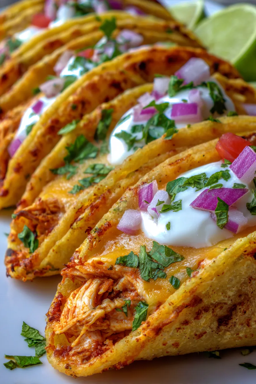 Mini Baked Chicken Tacos-with toppings-action shot