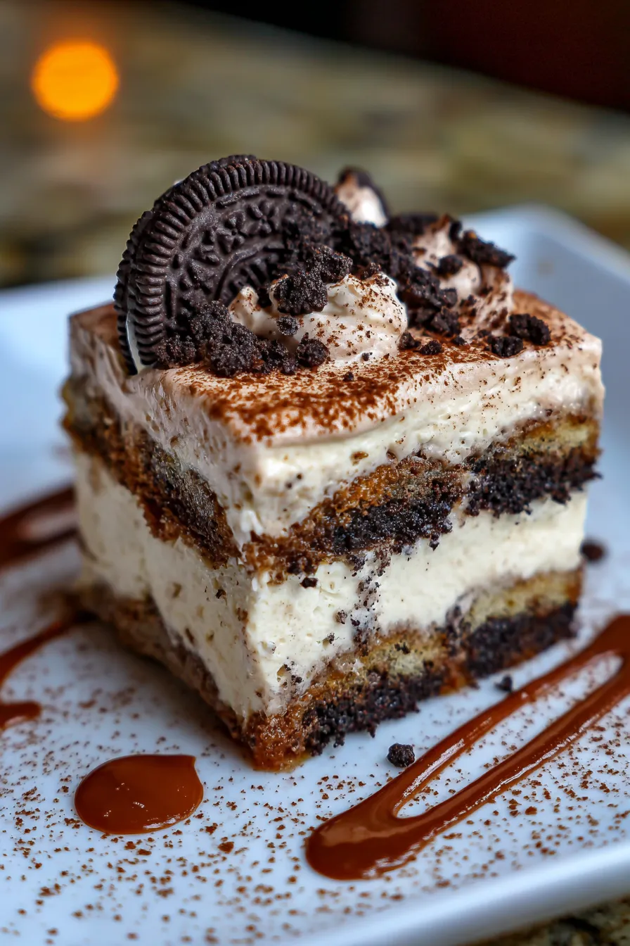 Oreo Cookie Tiramisu-layers-closeup