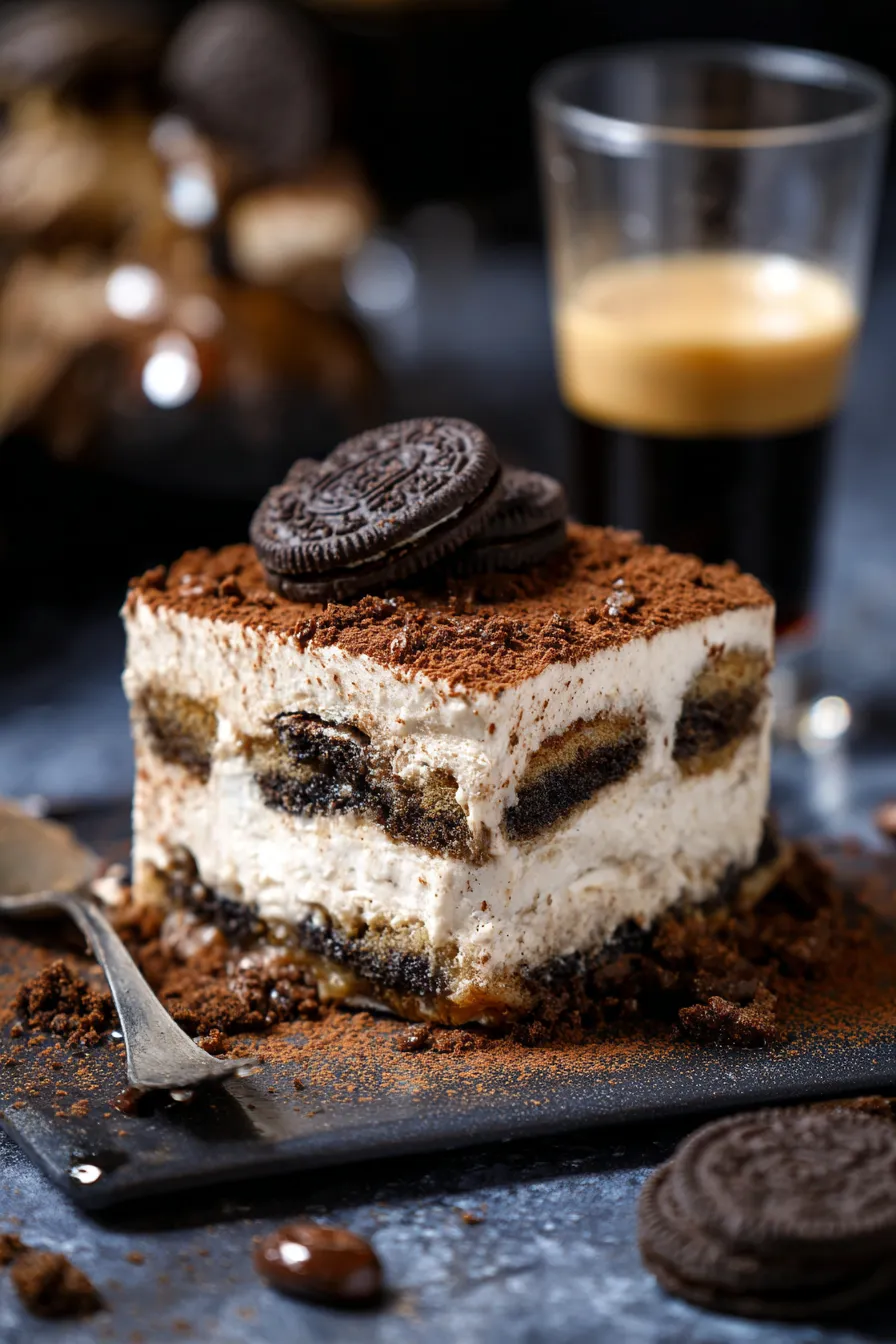 Oreo Cookie Tiramisu-serving-spoon