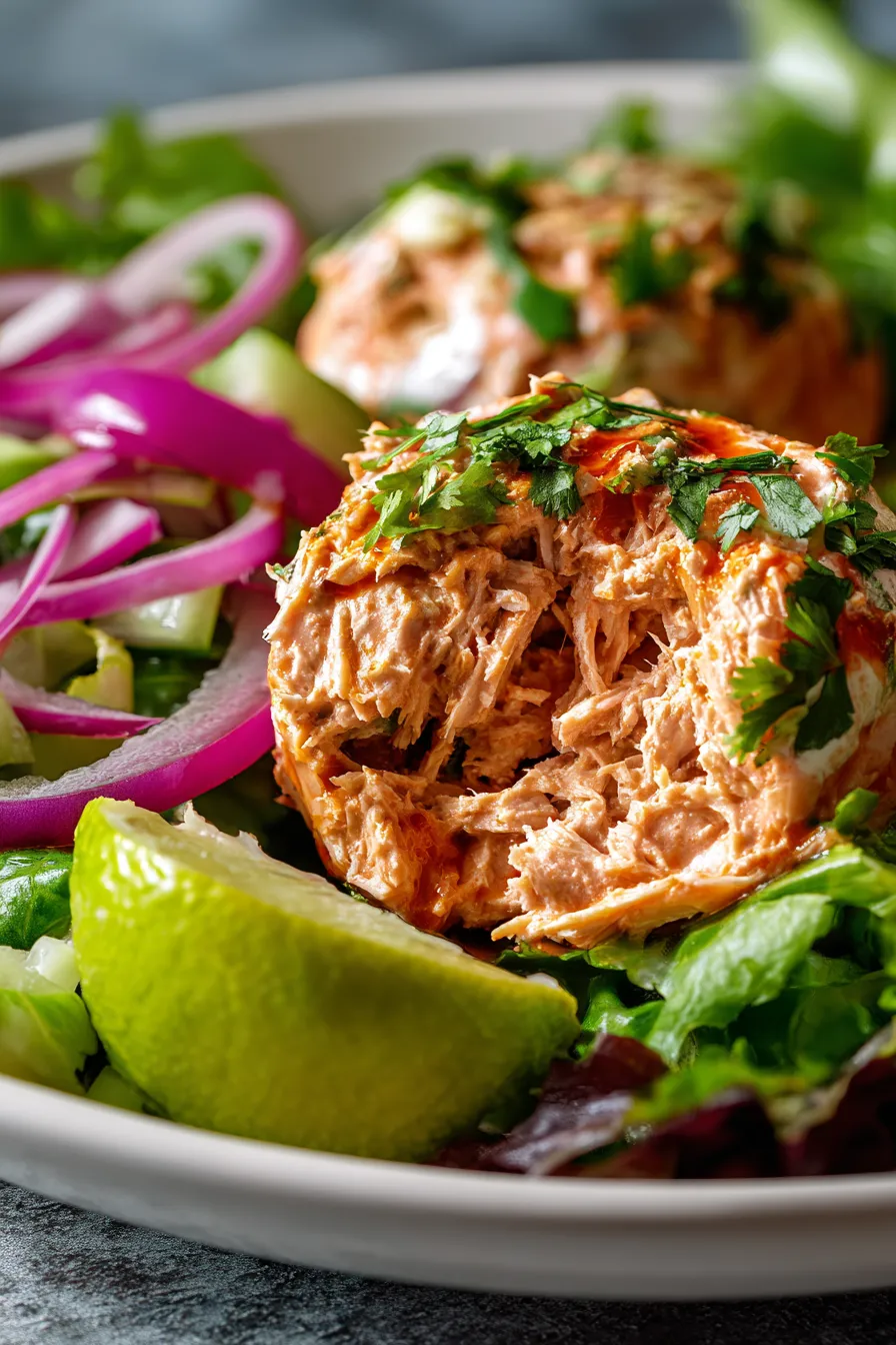 overhead view of tuna salad bowl