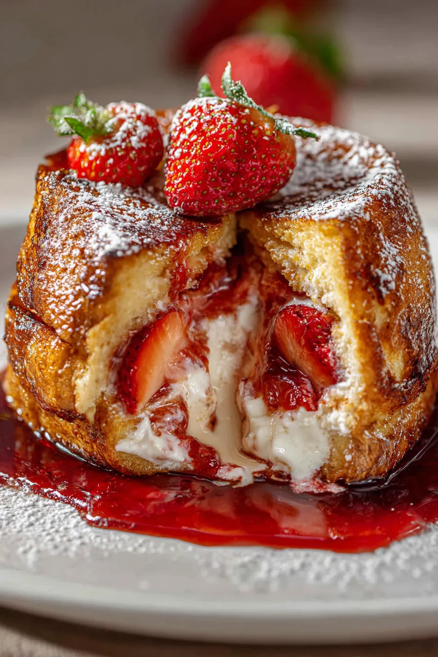 Overhead view Strawberry French Toast