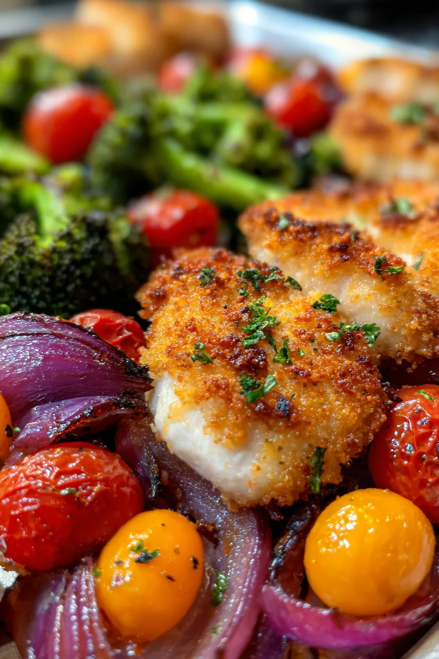 Parmesan Crusted Chicken Sheet Pan Dinner-finished-plate