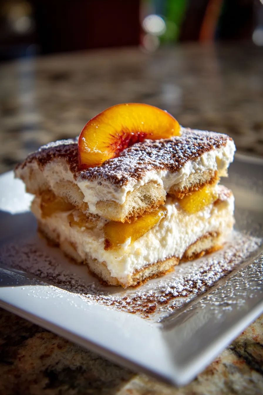 Peach & Cream Tiramisu close-up texture