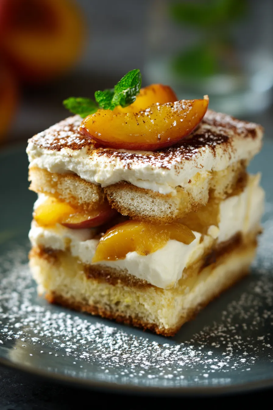 Peach & Cream Tiramisu layered dessert