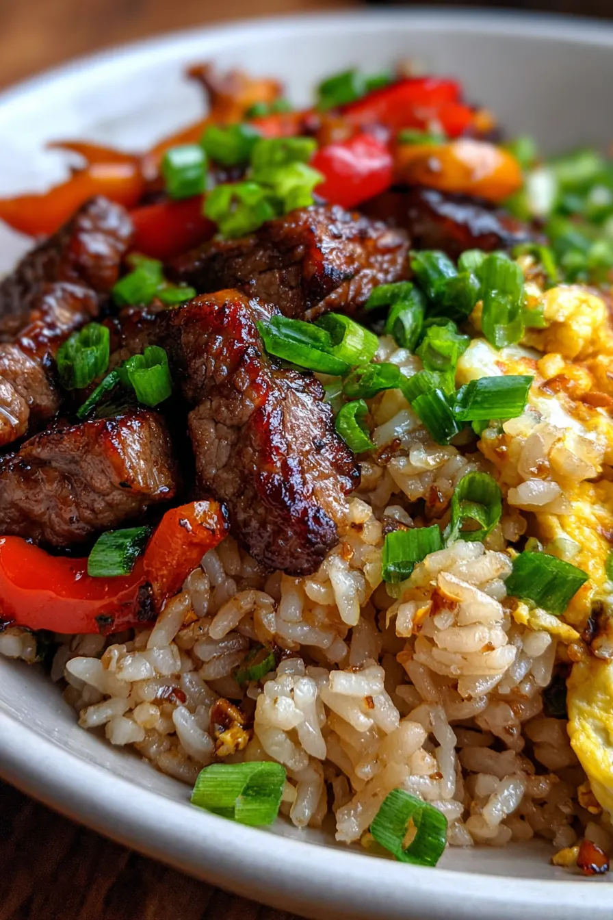 Pepper Steak Fried Rice-ingredients-mise en place