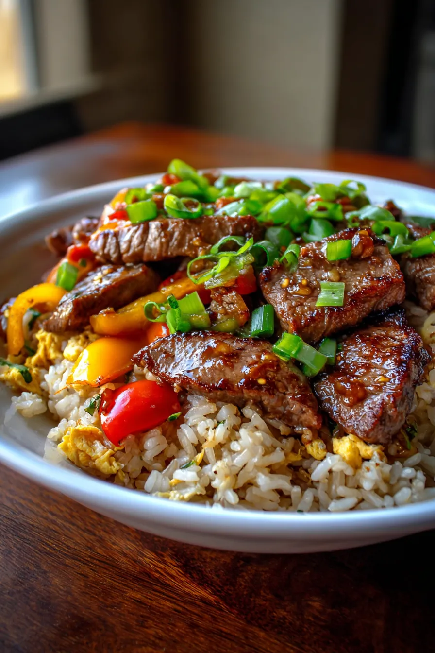 Pepper Steak Fried Rice-texture-closeup