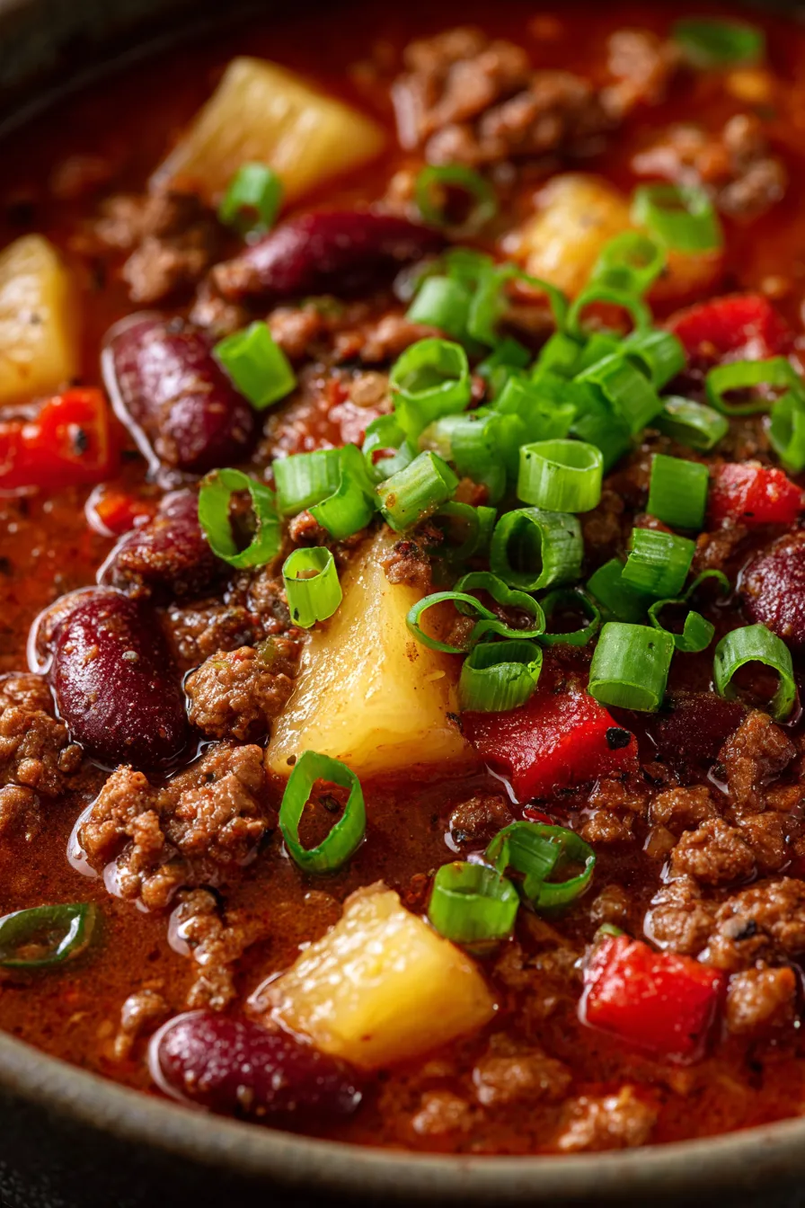Pineapple Beef Chili simmering