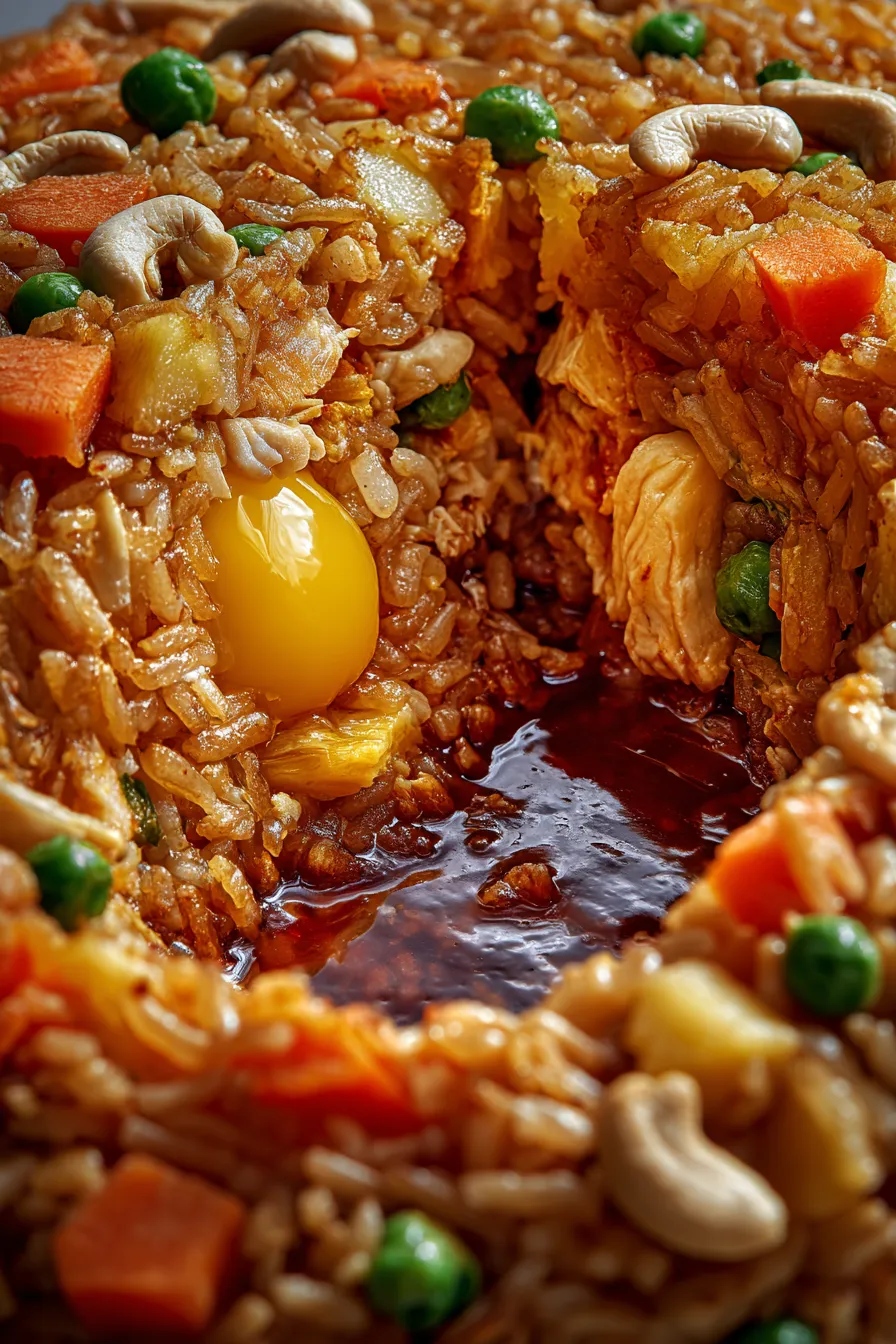 Pineapple Chicken Fried Rice in shell