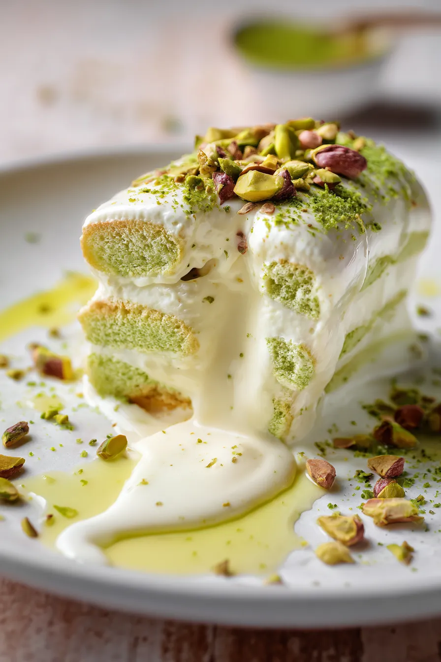 Pistachio dessert overhead shot