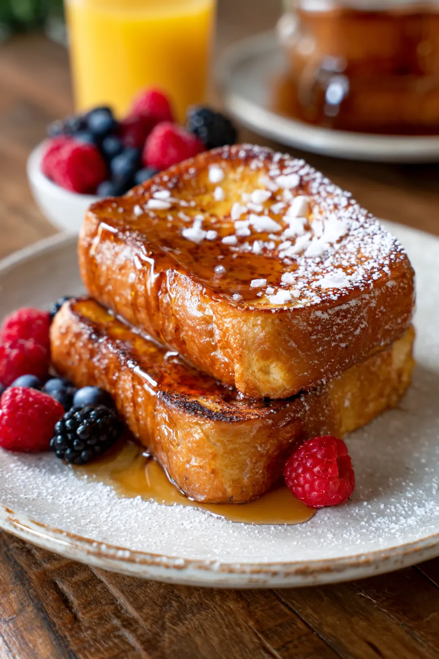 Salted Caramel French Toast-closeup-caramel-drizzle