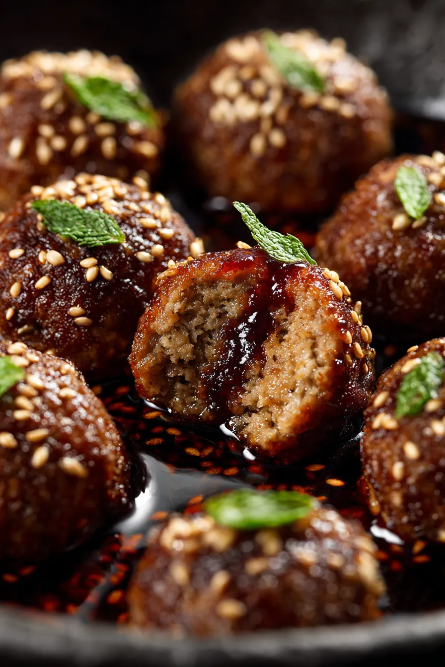 Sticky Meatballs-skillet-cooking