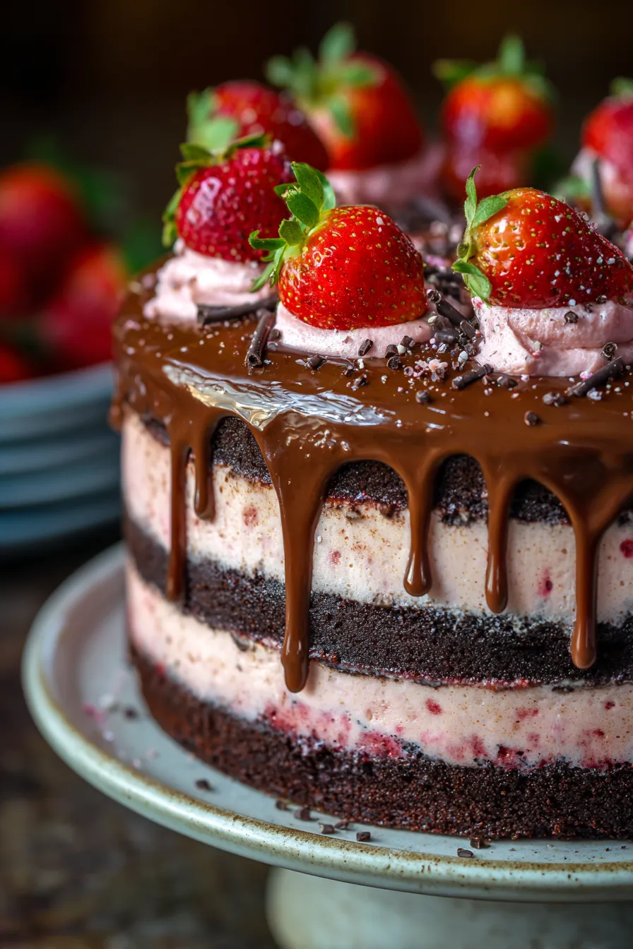 Strawberry Chocolate Layer Cake-assembly-process