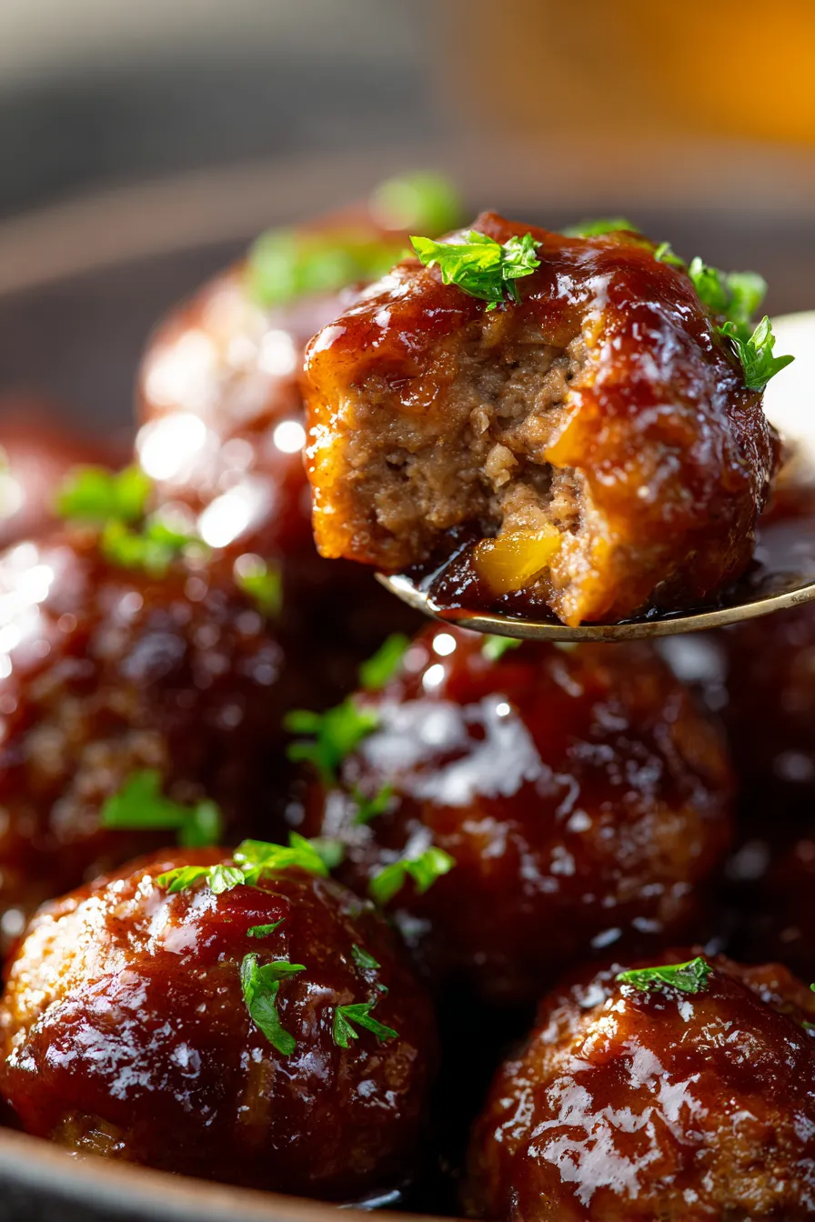 sweet and sour meatballs on skewers