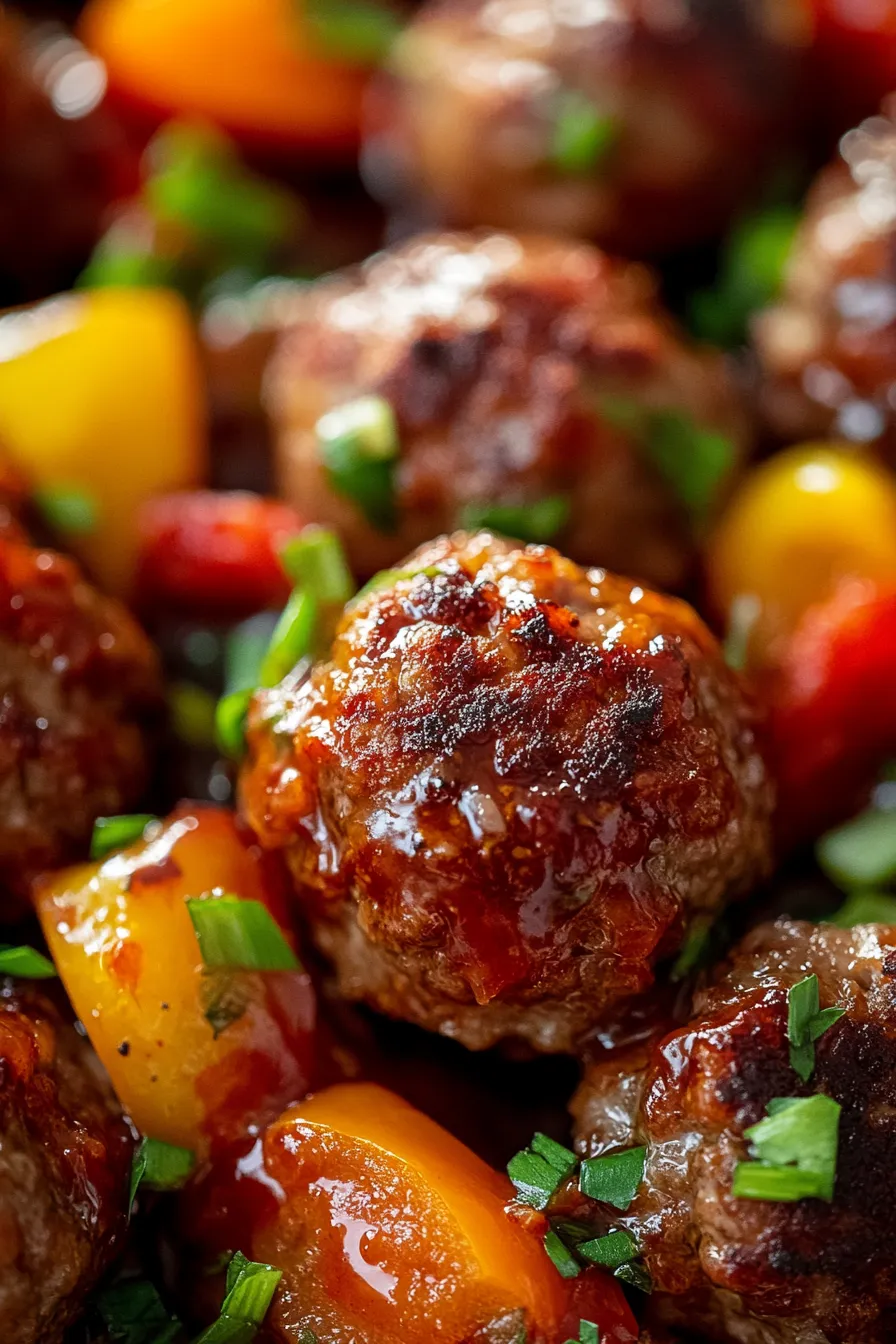 Sweet Chili Meatballs-sauce-closeup