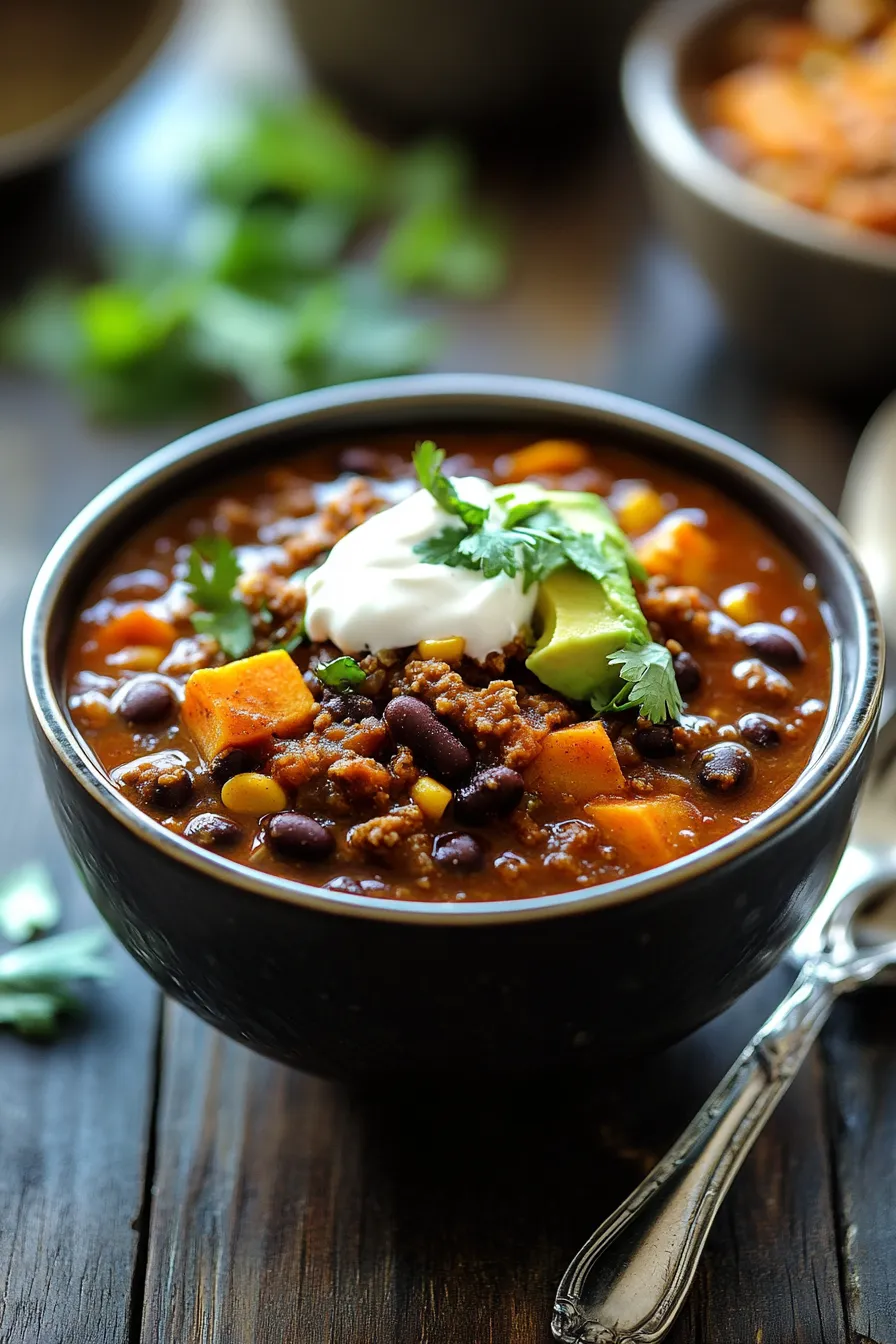 sweet potato black bean chili-texture-closeup