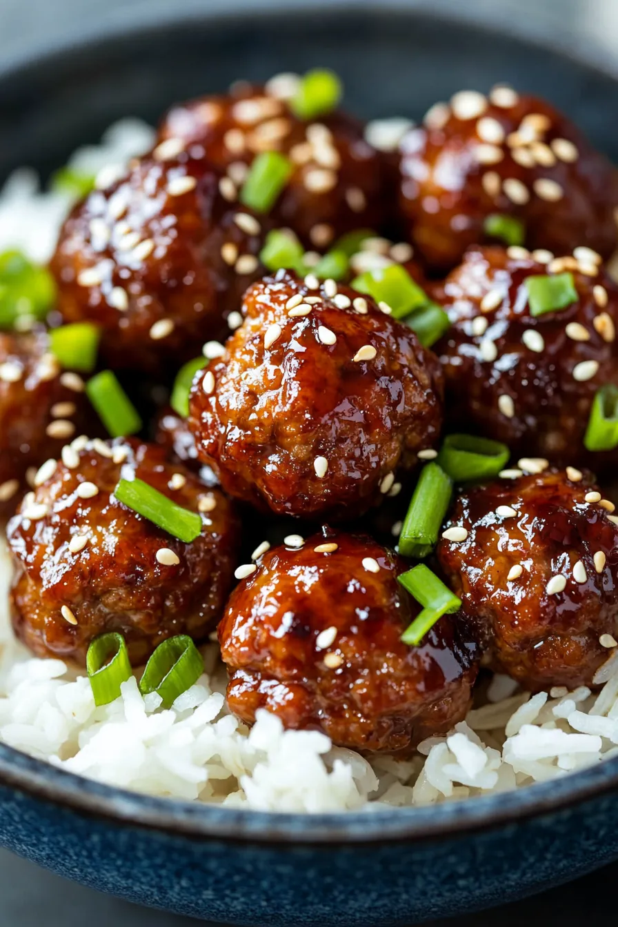 Teriyaki Meatballs with Rice-serving-bowl