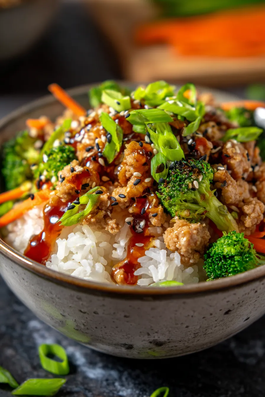 Teriyaki Turkey Rice Bowls (One Pan) - ingredients prep