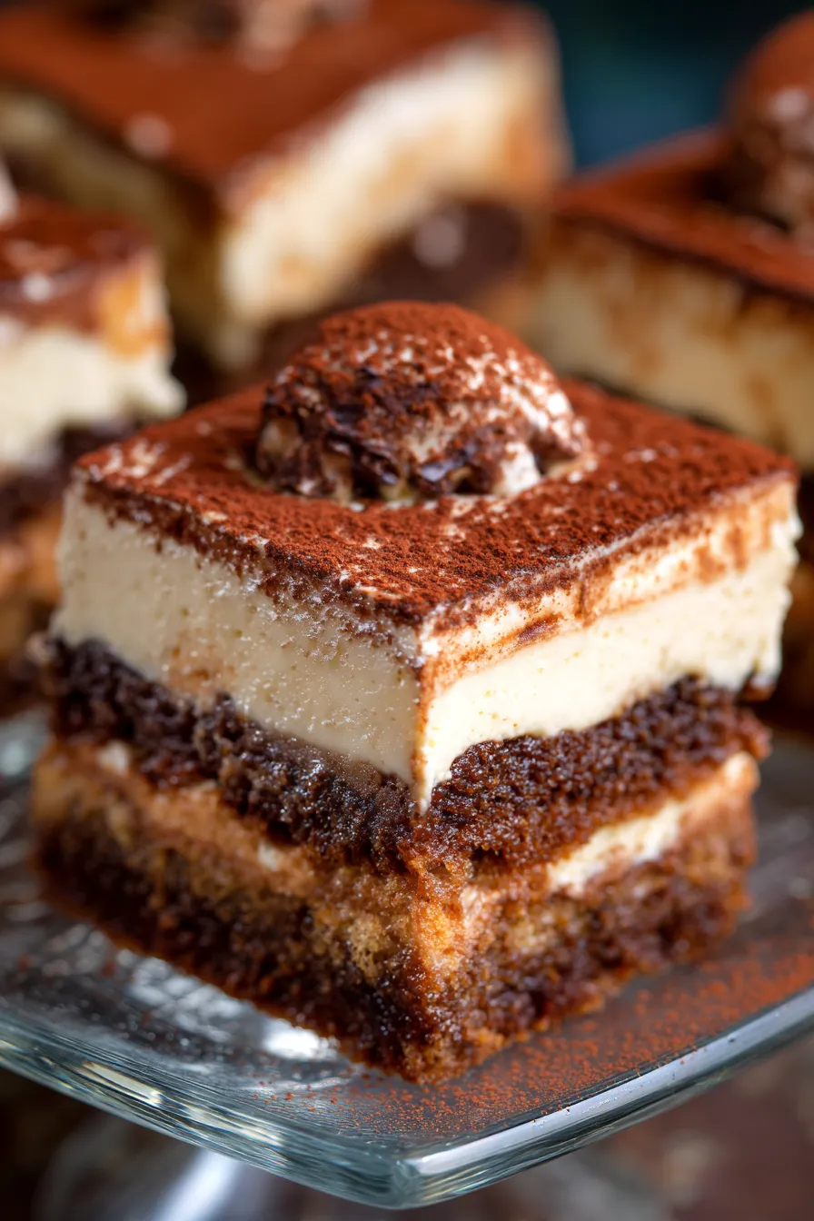 Tiramisu Brownie Layer Dessert-stack-presentation