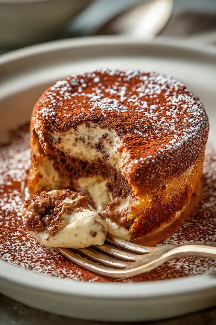 Tiramisu overhead shot coffee dipping