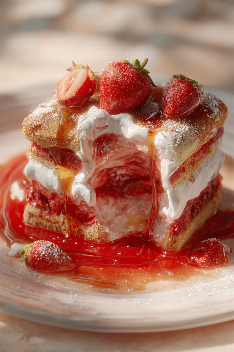 Tiramisu texture closeup with berries