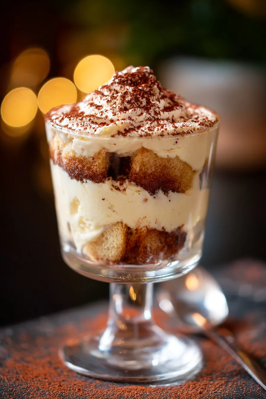 Tiramisu Trifle in a Glass-elegant-serving