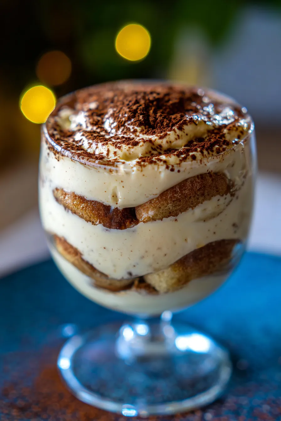 Tiramisu Trifle in a Glass-garnish-closeup