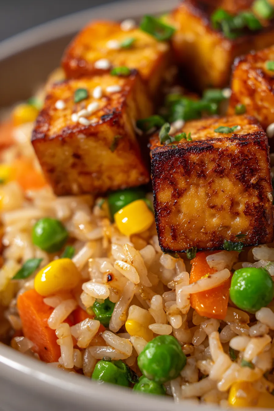 Tofu Fried Rice-wok-cooking