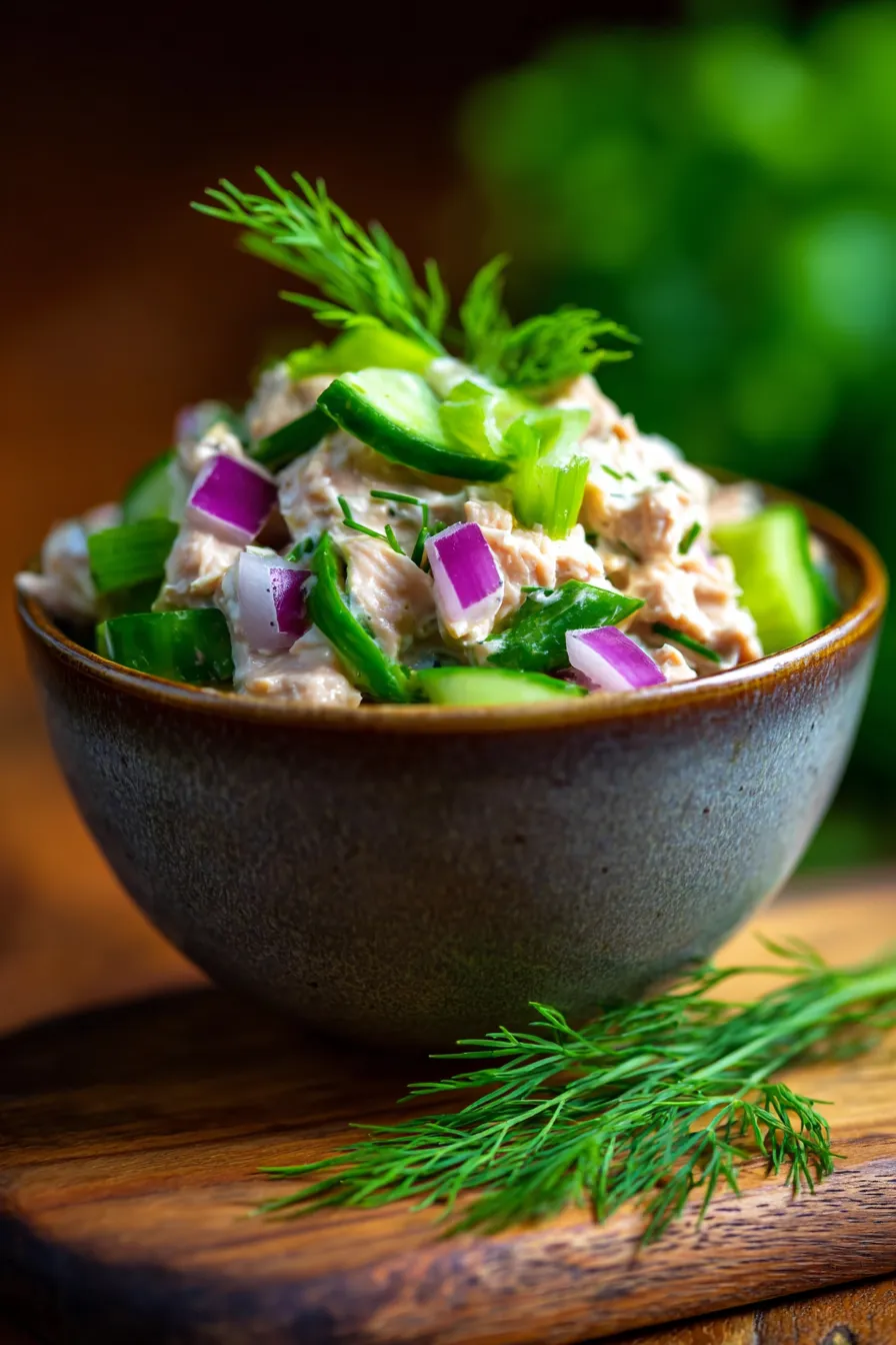 Tuna Salad ingredients close-up