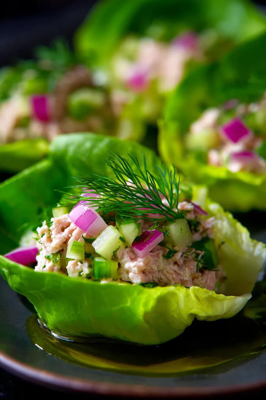 Tuna Salad Lettuce Wraps-closeup-texture