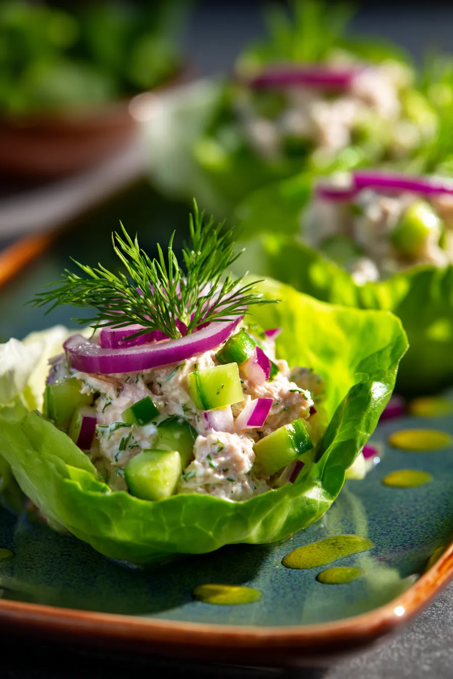Tuna Salad Lettuce Wraps-finished-serving